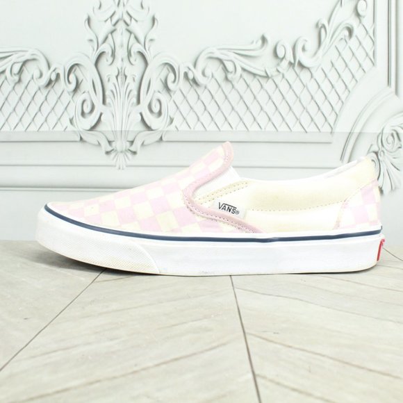 Vans Shoes - Vans Unisex Pink Canvas Low Top Checker Slip On Sneaker Shoes Size M 5.5 / W 7